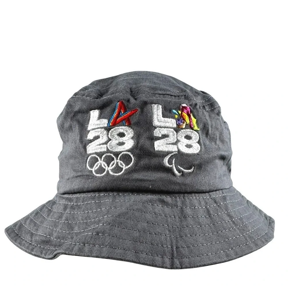 LA28 Olympic Paralympic Games Bucket Hat Charcoal Grey Cotton Quake City Caps